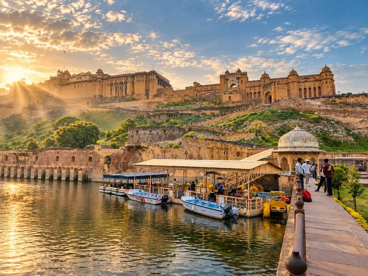 El Fuerte Amber sobre el lago Maota, en Jaipur